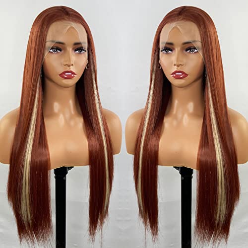 Synthetic Lace Front Wig with Blonde Highlights - Image 109