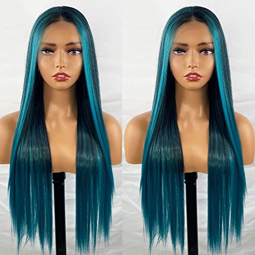 Synthetic Lace Front Wig with Blonde Highlights - Image 110