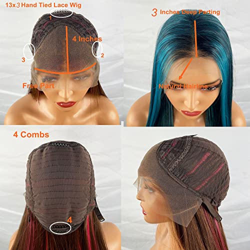 Synthetic Lace Front Wig with Blonde Highlights - Image 112