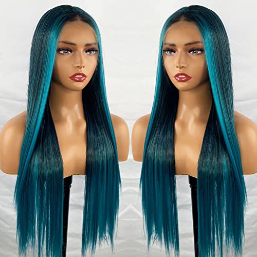 Synthetic Lace Front Wig with Blonde Highlights - Image 113