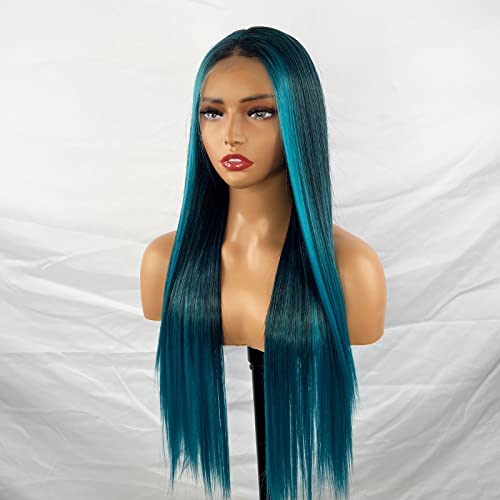Synthetic Lace Front Wig with Blonde Highlights - Image 115