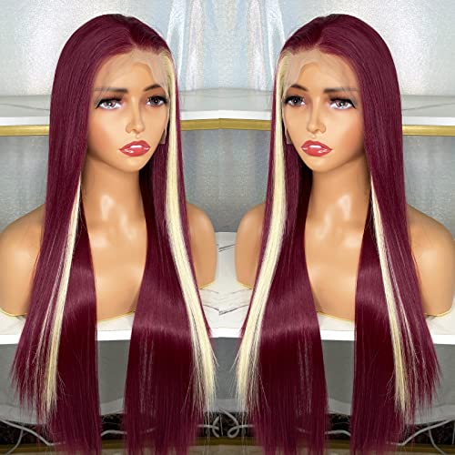Synthetic Lace Front Wig with Blonde Highlights - Image 117
