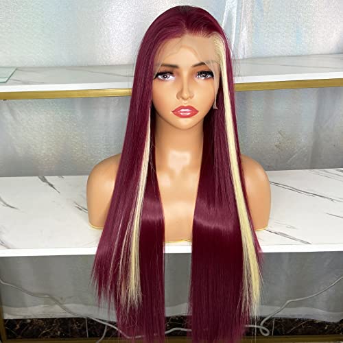 Synthetic Lace Front Wig with Blonde Highlights - Image 119
