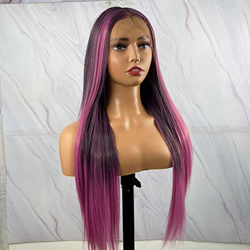 Synthetic Lace Front Wig with Blonde Highlights - Image 12