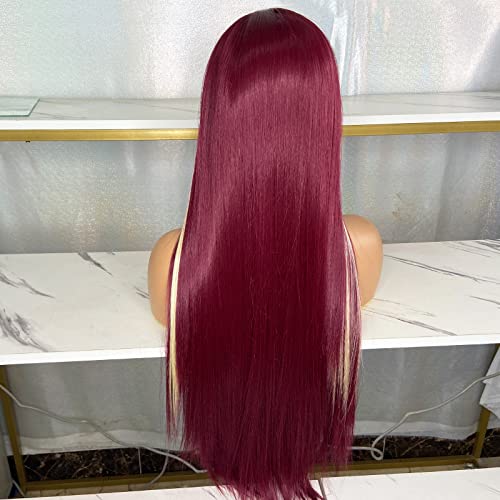 Synthetic Lace Front Wig with Blonde Highlights - Image 120