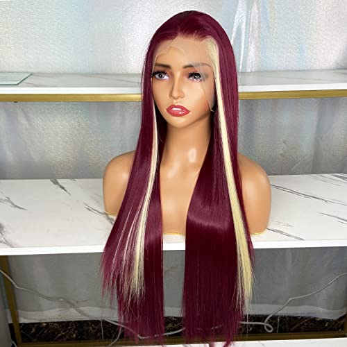 Synthetic Lace Front Wig with Blonde Highlights - Image 122
