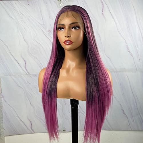 Synthetic Lace Front Wig with Blonde Highlights - Image 13