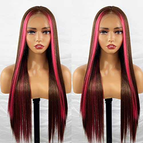 Synthetic Lace Front Wig with Blonde Highlights - Image 14