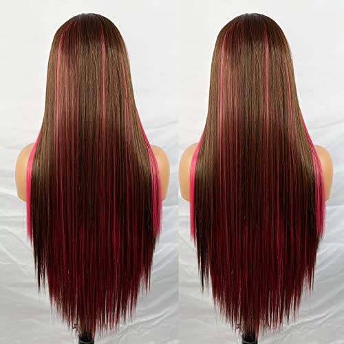 Synthetic Lace Front Wig with Blonde Highlights - Image 15