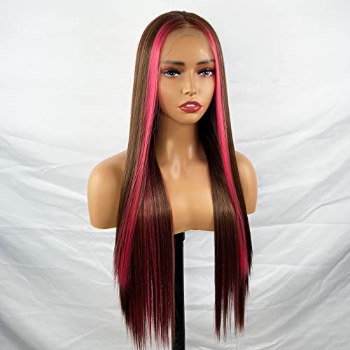 Synthetic Lace Front Wig with Blonde Highlights - Image 18