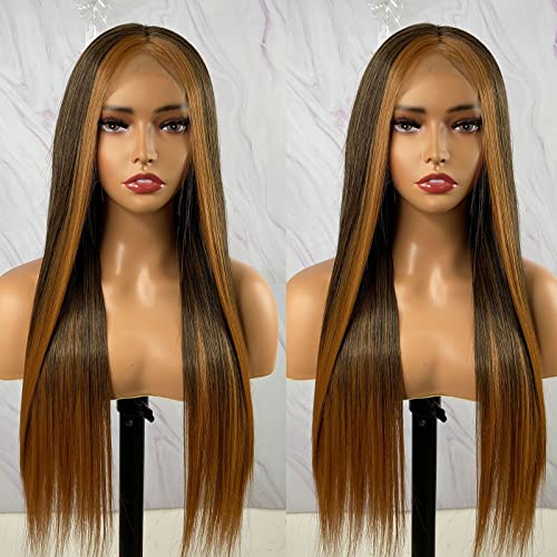 Synthetic Lace Front Wig with Blonde Highlights - Image 20