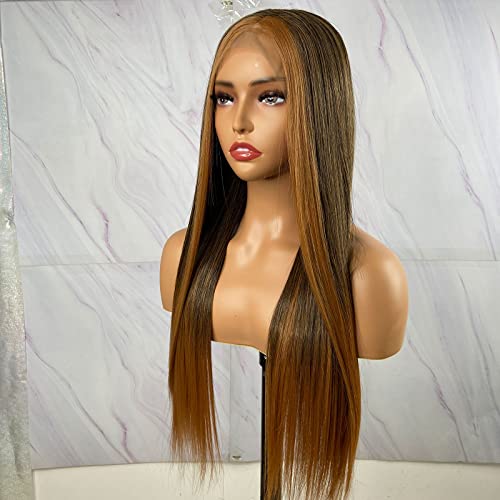 Synthetic Lace Front Wig with Blonde Highlights - Image 25