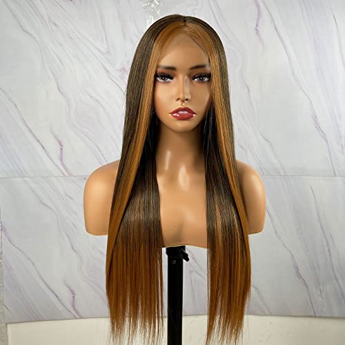 Synthetic Lace Front Wig with Blonde Highlights - Image 26