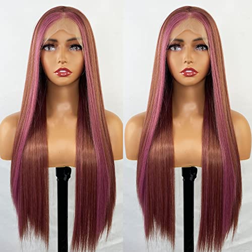 Synthetic Lace Front Wig with Blonde Highlights - Image 27