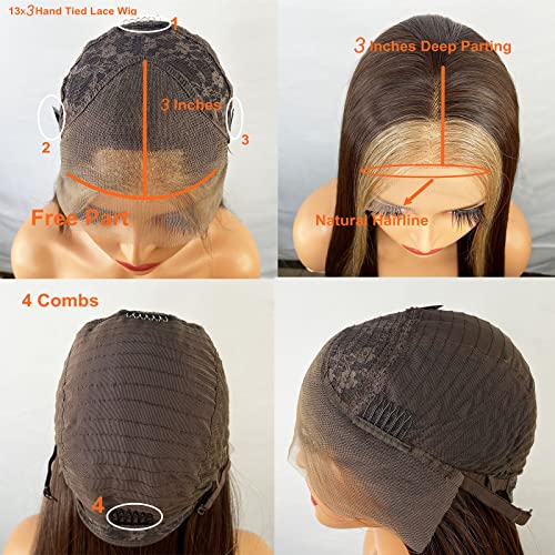 Synthetic Lace Front Wig with Blonde Highlights - Image 3