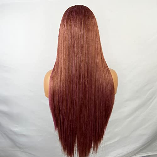 Synthetic Lace Front Wig with Blonde Highlights - Image 32