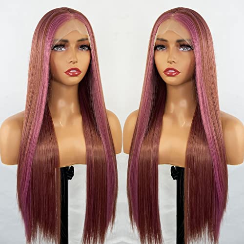 Synthetic Lace Front Wig with Blonde Highlights - Image 33