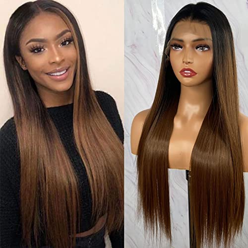 Synthetic Lace Front Wig with Blonde Highlights - Image 34
