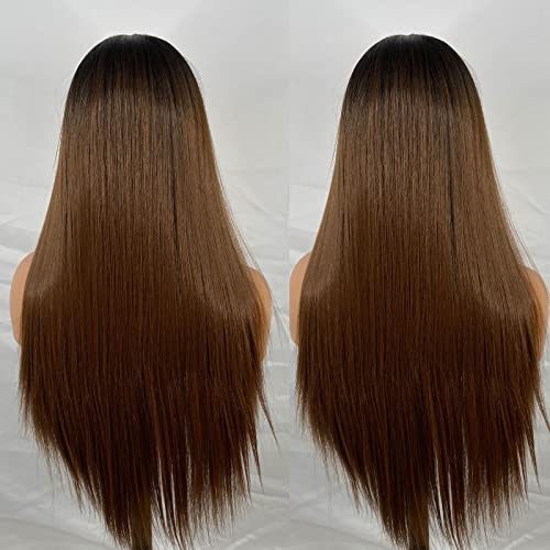 Synthetic Lace Front Wig with Blonde Highlights - Image 36