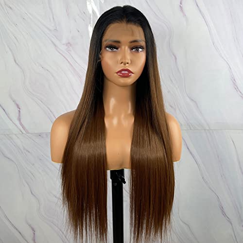 Synthetic Lace Front Wig with Blonde Highlights - Image 37