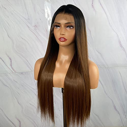 Synthetic Lace Front Wig with Blonde Highlights - Image 38