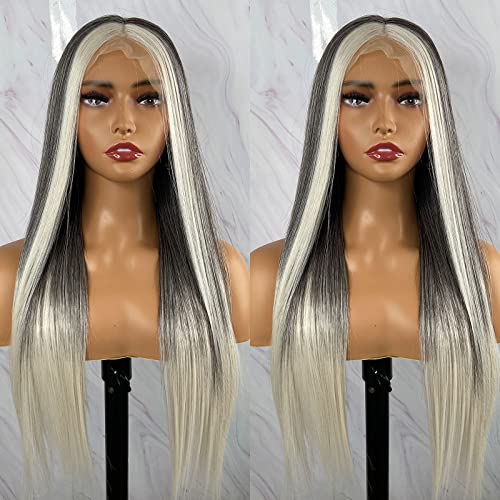 Synthetic Lace Front Wig with Blonde Highlights - Image 47