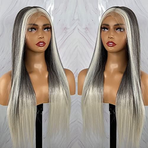 Synthetic Lace Front Wig with Blonde Highlights - Image 48