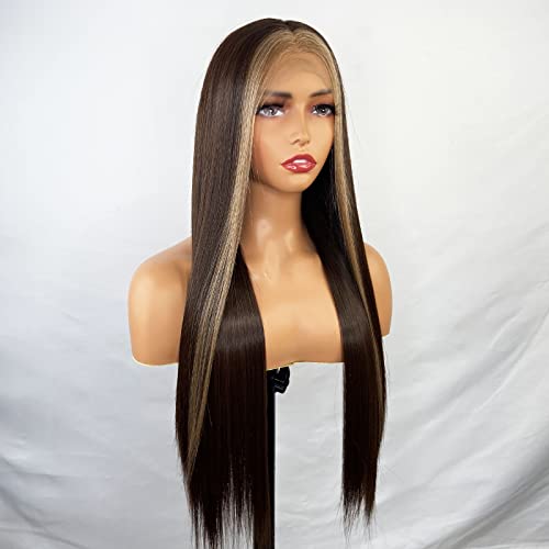 Synthetic Lace Front Wig with Blonde Highlights - Image 5