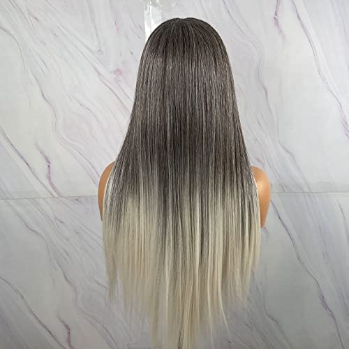 Synthetic Lace Front Wig with Blonde Highlights - Image 50