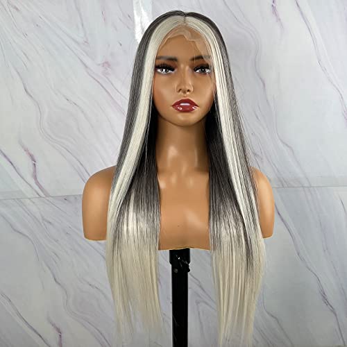 Synthetic Lace Front Wig with Blonde Highlights - Image 51