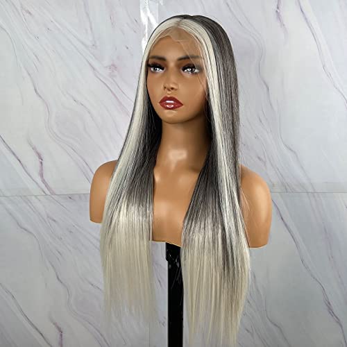Synthetic Lace Front Wig with Blonde Highlights - Image 52