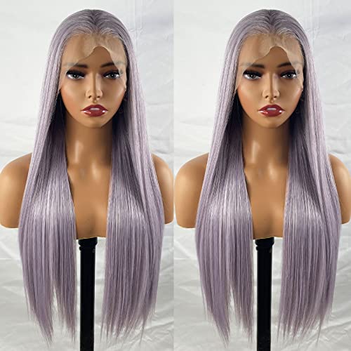 Synthetic Lace Front Wig with Blonde Highlights - Image 59