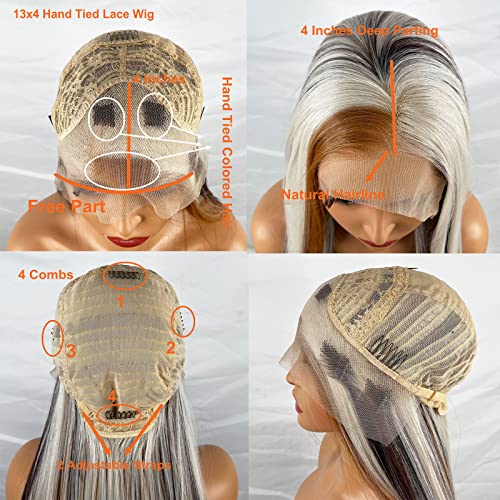 Synthetic Lace Front Wig with Blonde Highlights - Image 62