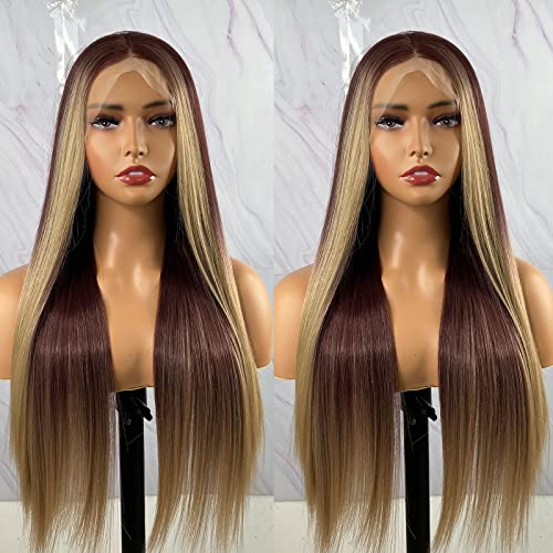 Synthetic Lace Front Wig with Blonde Highlights - Image 67
