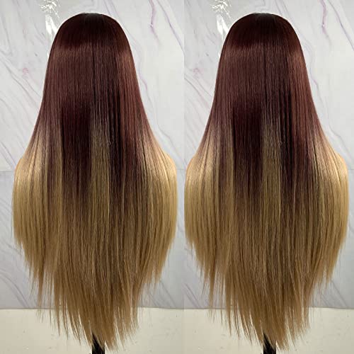 Synthetic Lace Front Wig with Blonde Highlights - Image 68