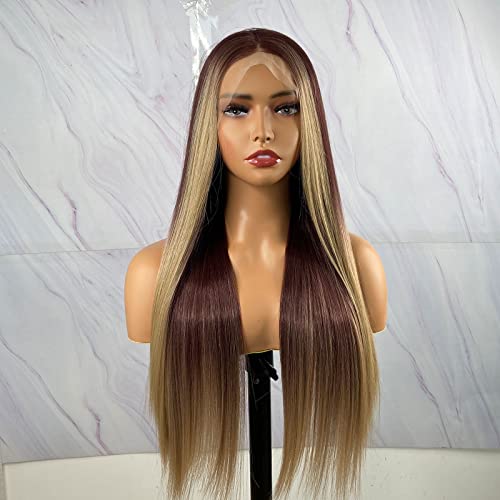 Synthetic Lace Front Wig with Blonde Highlights - Image 71