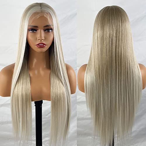 Synthetic Lace Front Wig with Blonde Highlights - Image 73