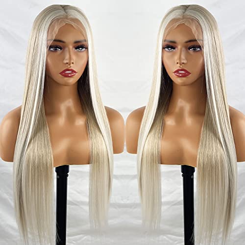 Synthetic Lace Front Wig with Blonde Highlights - Image 74