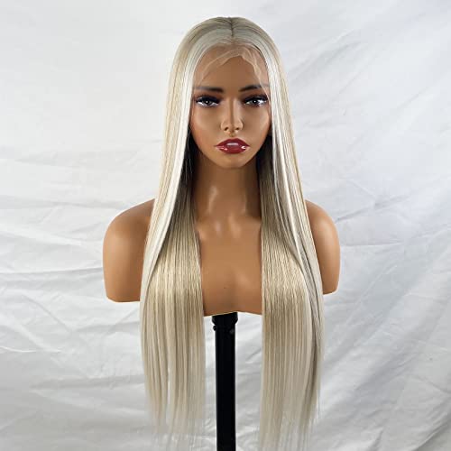 Synthetic Lace Front Wig with Blonde Highlights - Image 76