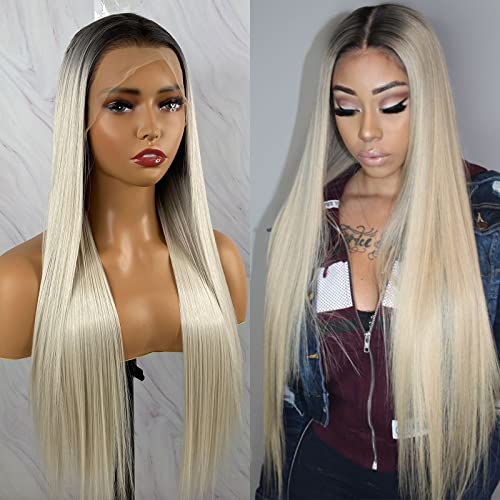 Synthetic Lace Front Wig with Blonde Highlights - Image 79