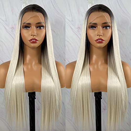 Synthetic Lace Front Wig with Blonde Highlights - Image 82
