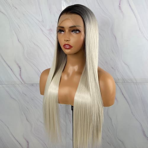 Synthetic Lace Front Wig with Blonde Highlights - Image 84