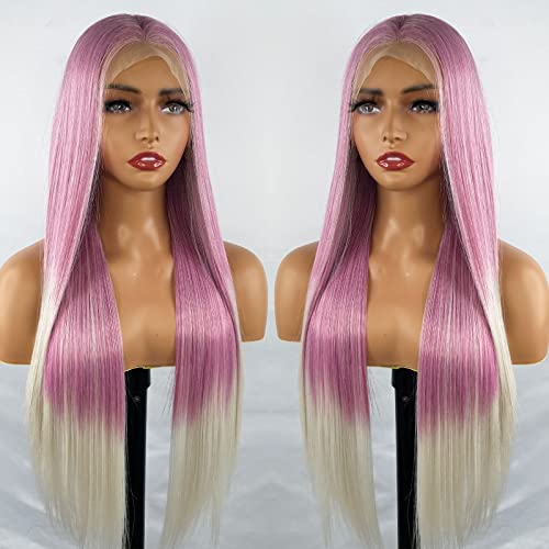 Synthetic Lace Front Wig with Blonde Highlights - Image 86