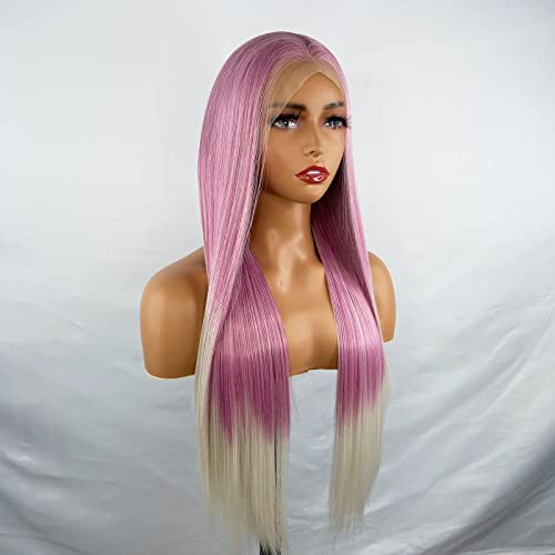 Synthetic Lace Front Wig with Blonde Highlights - Image 89