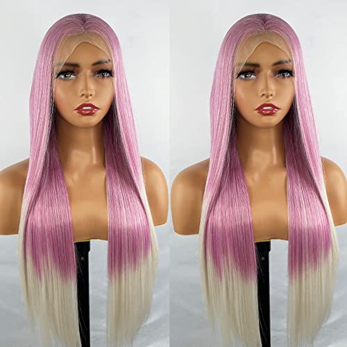 Synthetic Lace Front Wig with Blonde Highlights - Image 91