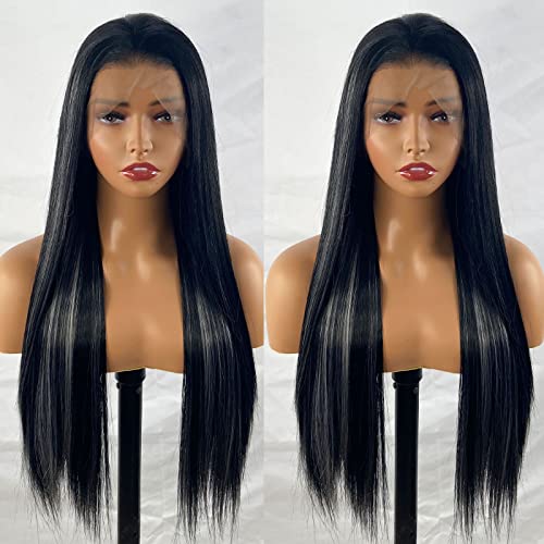 Synthetic Lace Front Wig with Blonde Highlights - Image 93