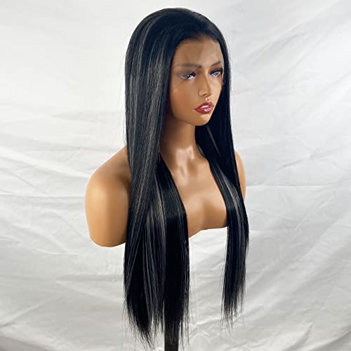 Synthetic Lace Front Wig with Blonde Highlights - Image 96