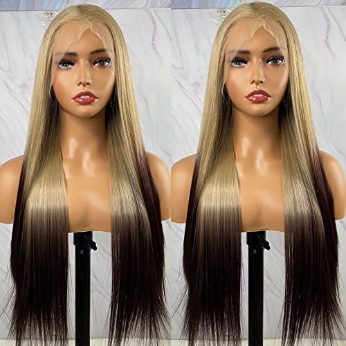 Synthetic Lace Front Wig with Blonde Highlights - Image 98