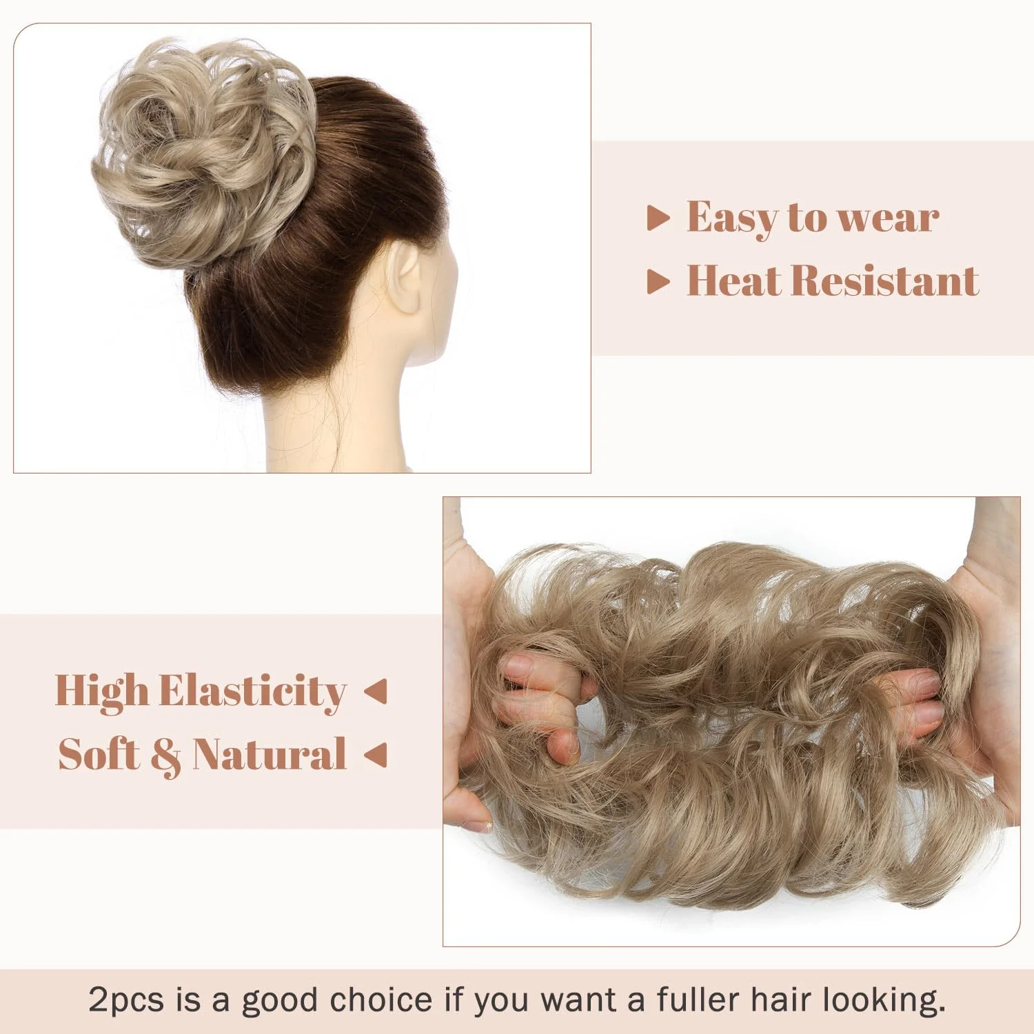 Synthetic Messy Bun Hair Piece for Women - Image 34
