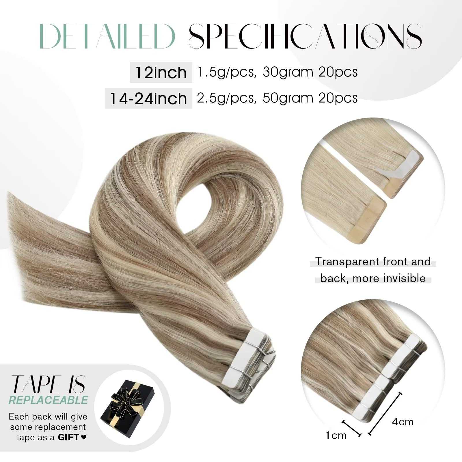 Tape in Hair Extensions 22 Inch Remy Tape in Extensions 20 Pieces 50 G - Image 20